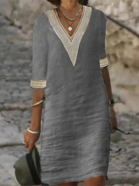 Robe Décontractée Élégante À Manches 3/4 Pour Femme | Été