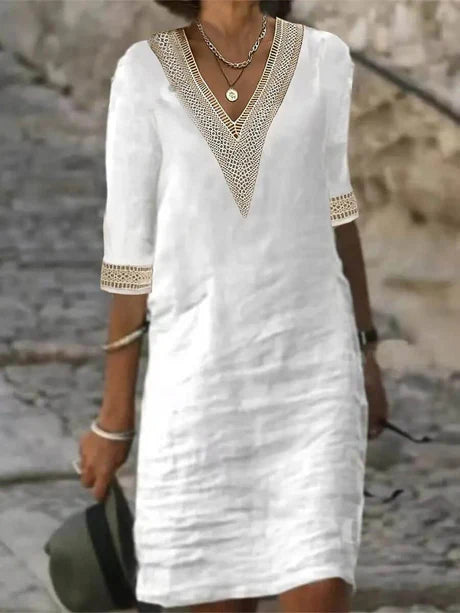 Robe Décontractée Élégante À Manches 3/4 Pour Femme | Été