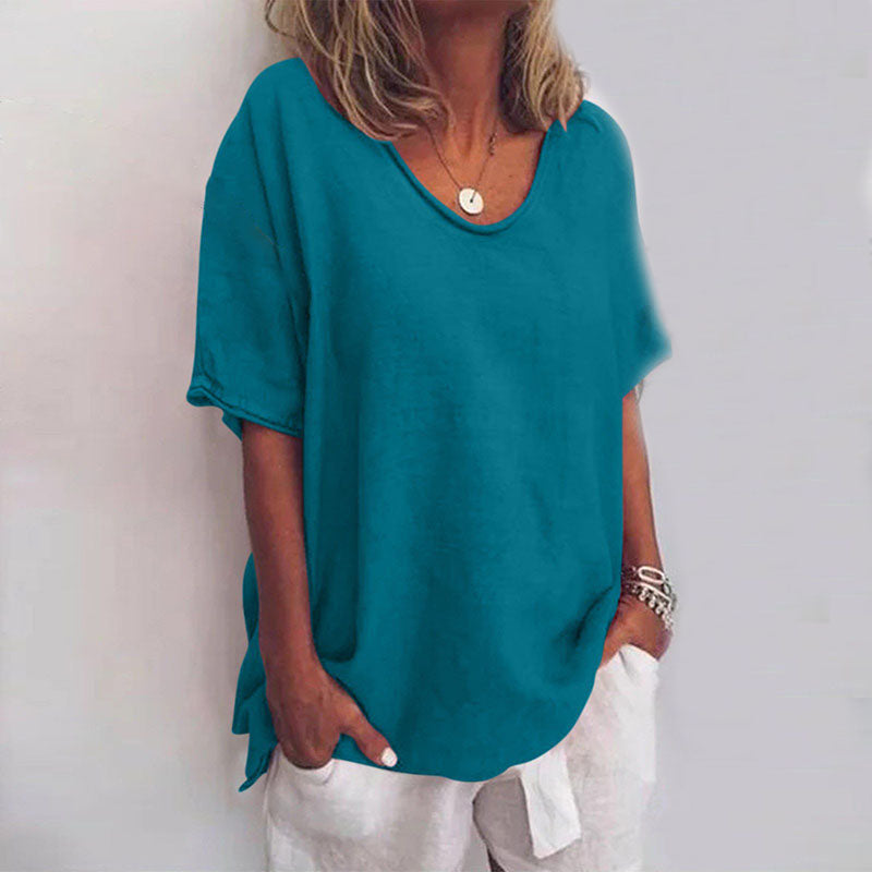 Lässige Übergroße Bluse Für Frauen | Kurze Ärmel