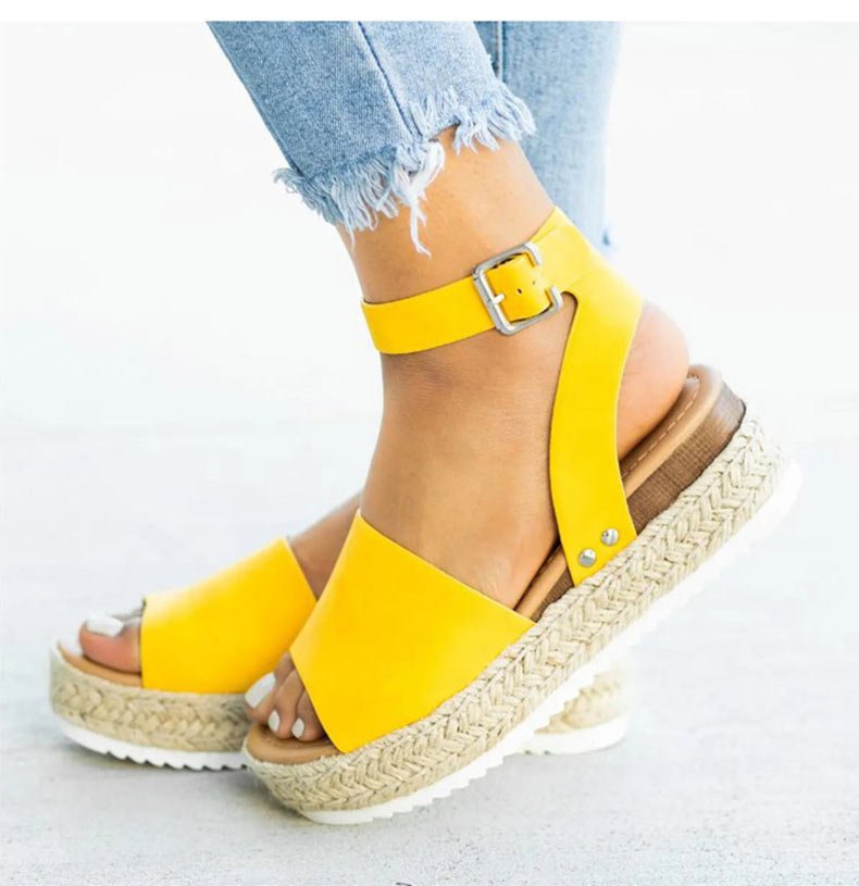 Femmes Coin Confortable Sandales Plateforme | Orteils Ouverts