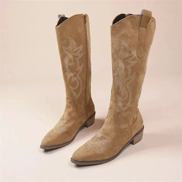 Femme Talon Bas Bottes De Cowboy | Brodé
