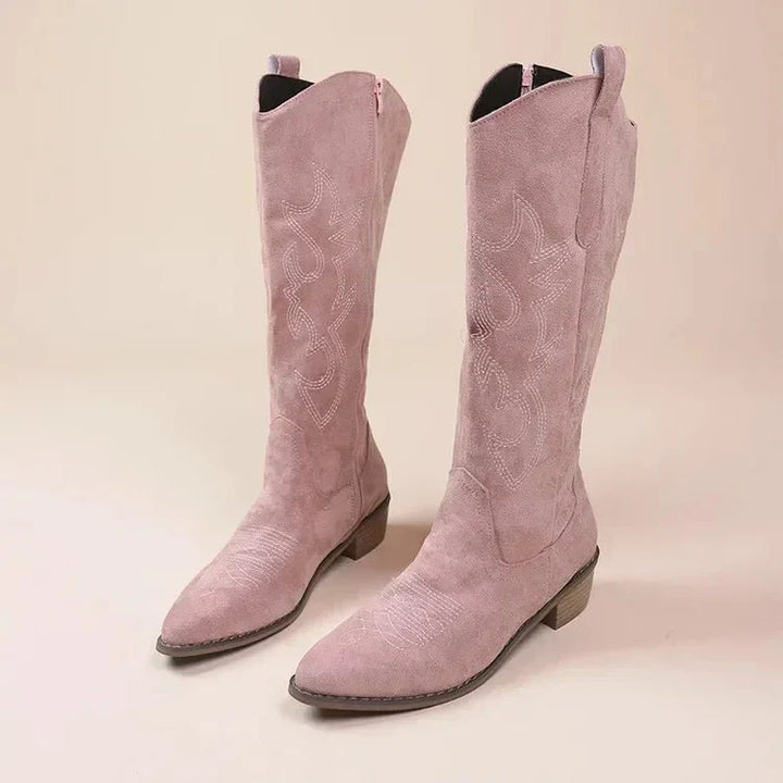 Femme Talon Bas Bottes De Cowboy | Brodé