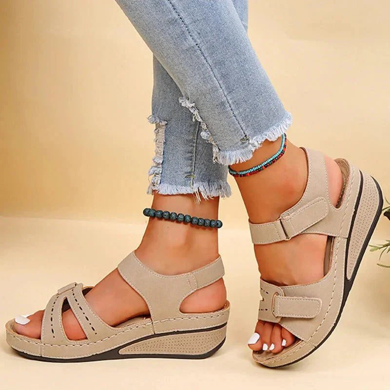 Sandales Confortables À Cale Ouverte Pour Femmes | Courroie Ajustable