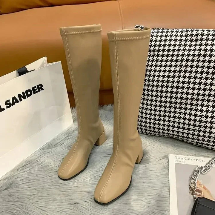 Bottes À Talon Bloc Élégantes Pour Femmes | Au Genou