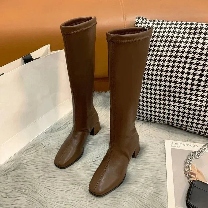 Bottes À Talon Bloc Élégantes Pour Femmes | Au Genou
