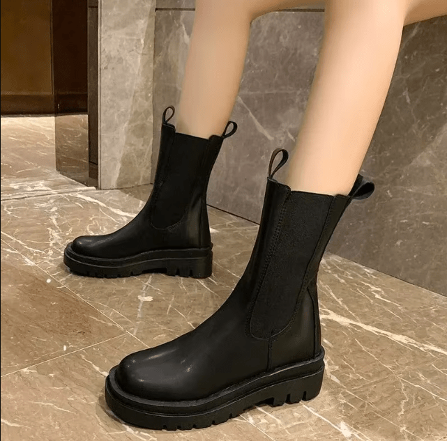 Femmes Noir Slip Sur Cheville Bottes | Stylé