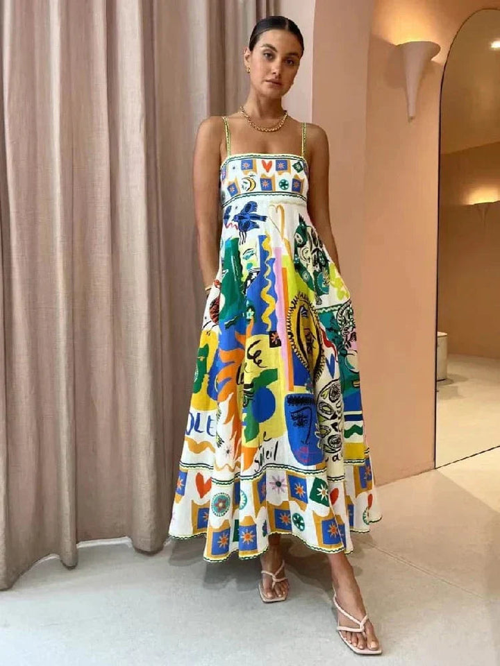 Robe D'été Sans Manches À Couleurs Vives Pour Femmes | Maxi