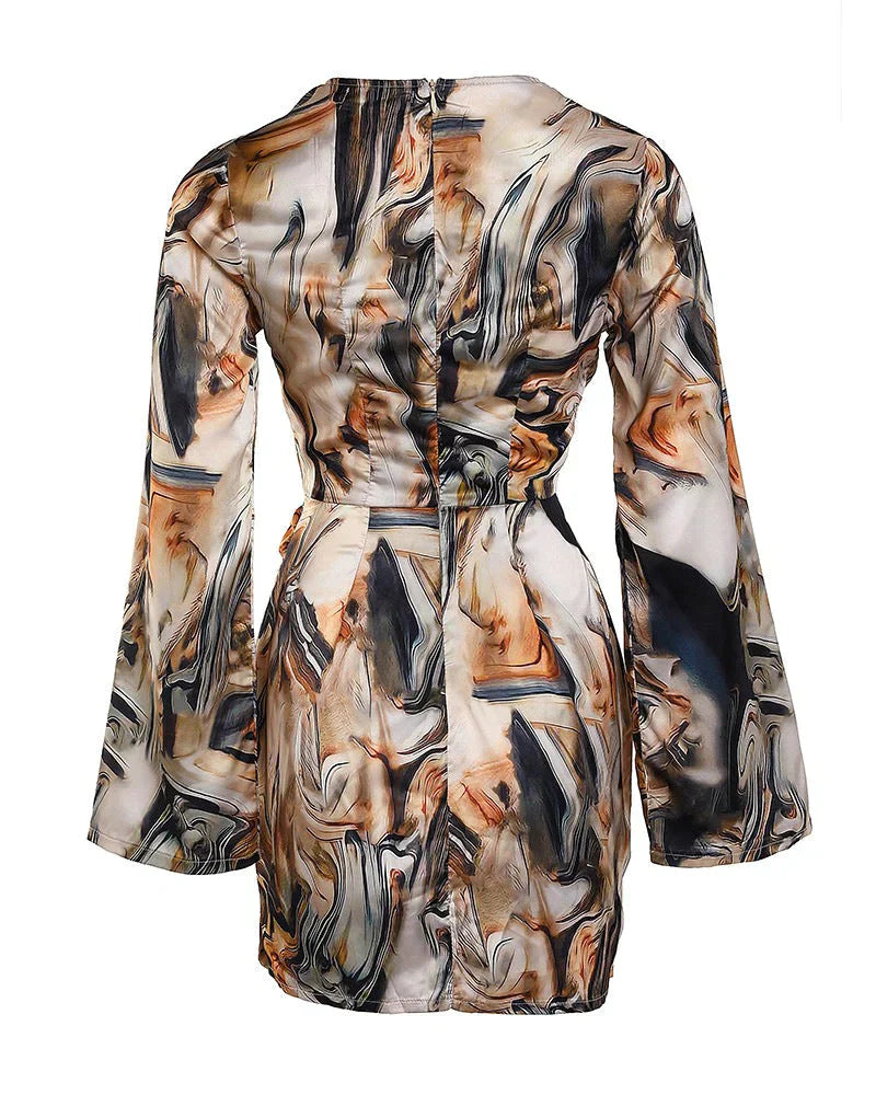 Brigitte | Femme Robe portefeuille à l'imprimé marbré abstrait