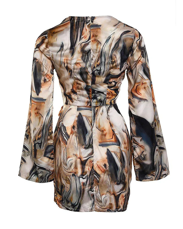 Brigitte | Femme Robe portefeuille à l'imprimé marbré abstrait