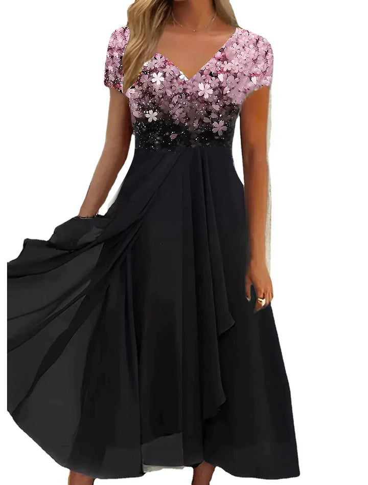 Elegantes Pailletten-Hochzeitsgastkleid für Frauen | Midi