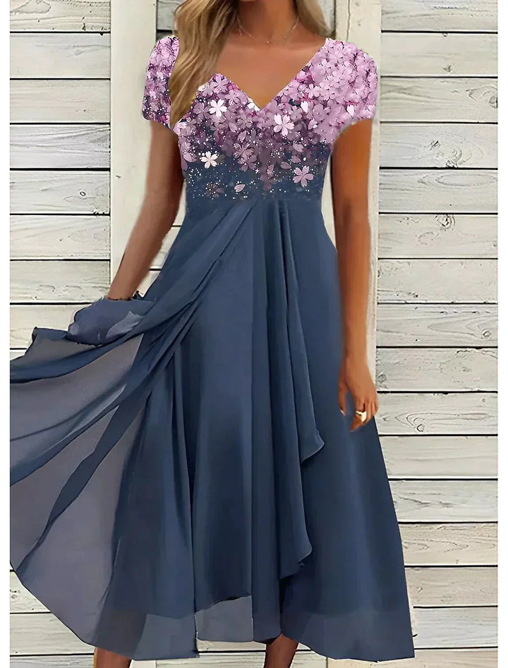 Elegantes Pailletten-Hochzeitsgastkleid für Frauen | Midi